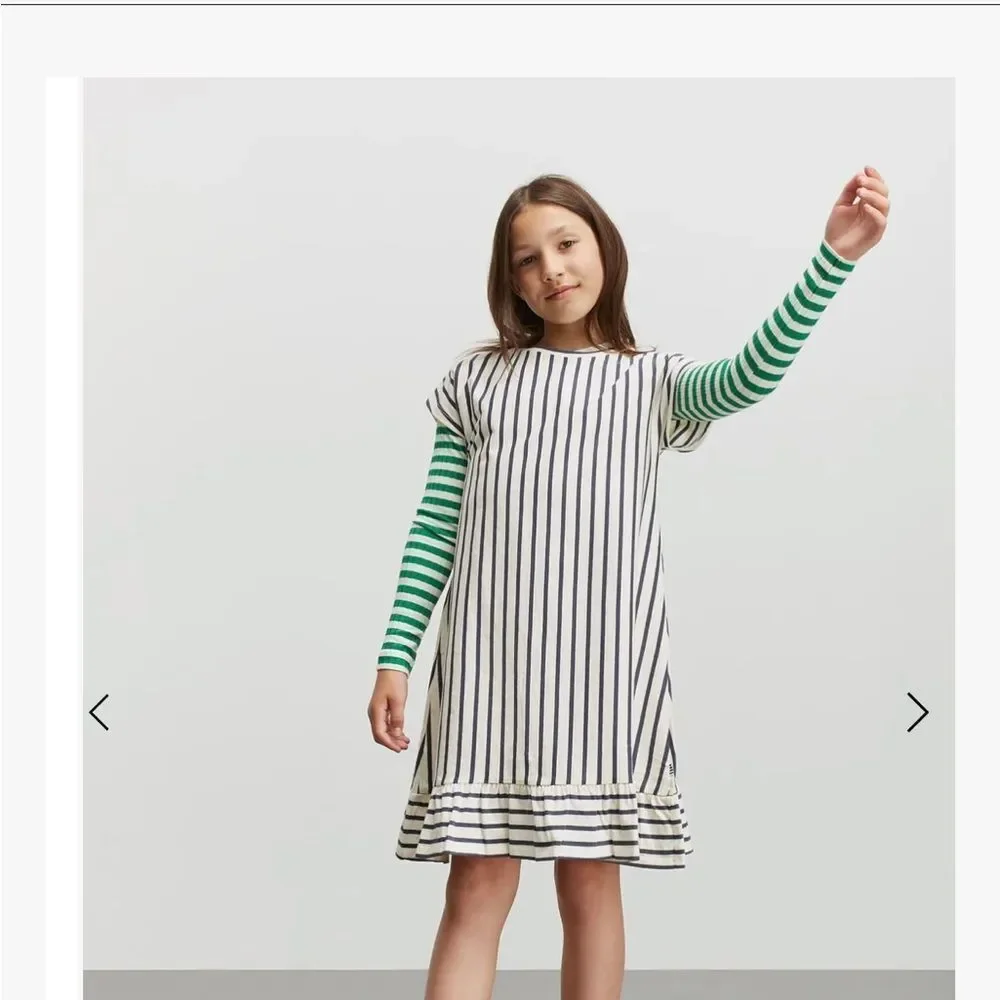NWT Mads Norgaard Soft Single Dreamina Striped Dress Girls Size 8Y